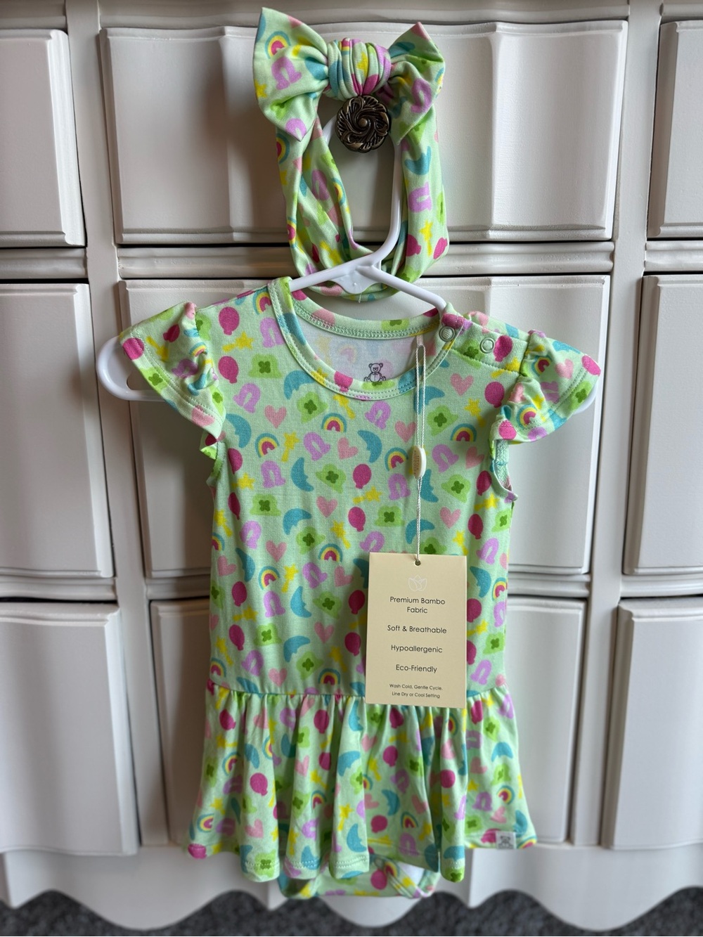 Little Sleepies St Patrick’s Day One-Piece Dress with Headband